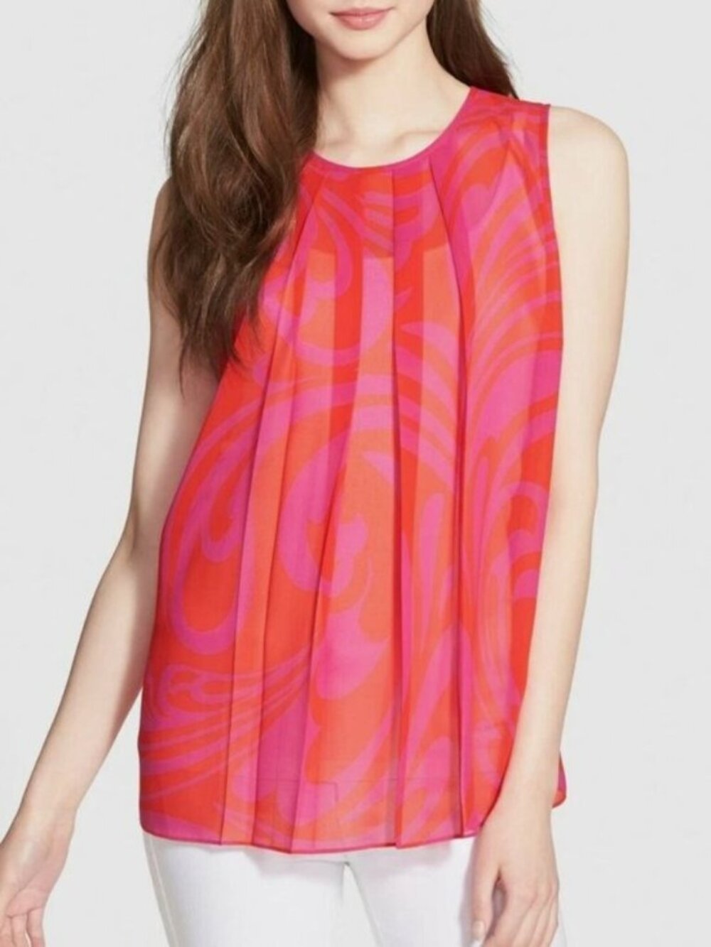 Michael Kors Sheer Printed Sleeveless Blouse – Size L